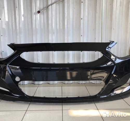 Бампер передний Solaris (2011-14) чёрный