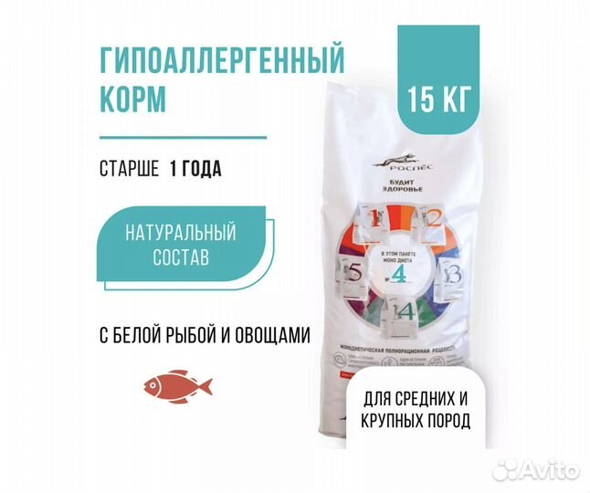 Сухой корм для собак, Роспес Моно-Диета, 15 кг