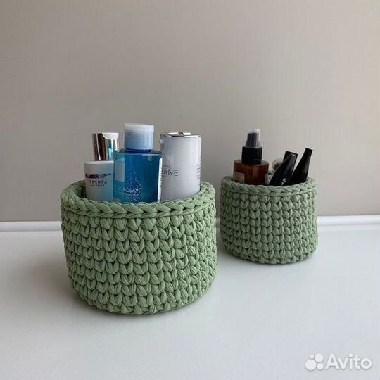 Вязаные корзины ручной работы