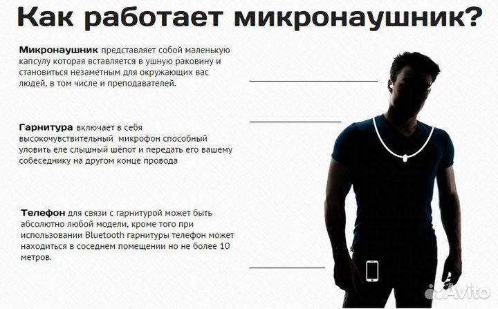 Микронаушник bluetooth Genai 4.0 встр.микр.+магнит