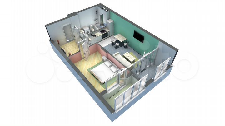 2-к. квартира, 55,1 м², 3/3 эт.