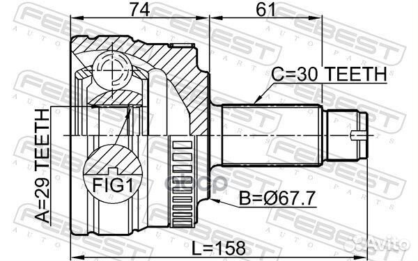 ШРУС наружный к-кт ABS, 29x67.6x30 Land Rover