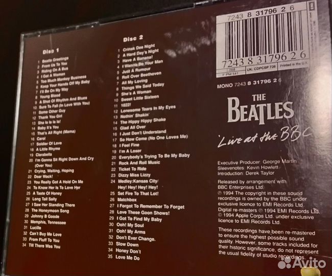 2CD UK Двойной английский Beatles Live AT the BBC