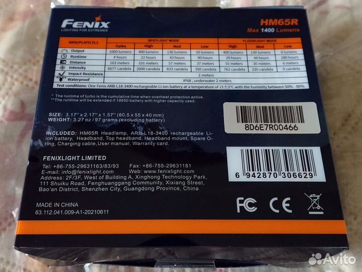 Fenix HM65R Raptor, фонарь LED, новый