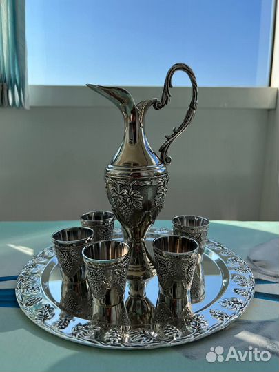 Коньячный набор никель с серебряным покрытием