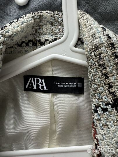 Твидовый пиджак zara xs