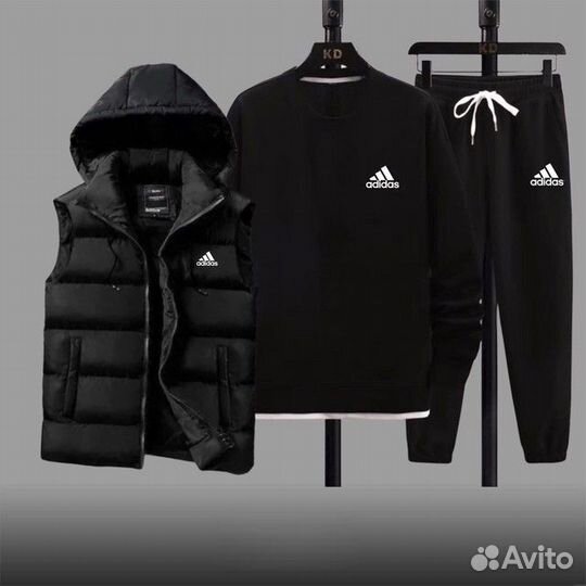 Костюм adidas 3в1 худи, штаны, жилетка