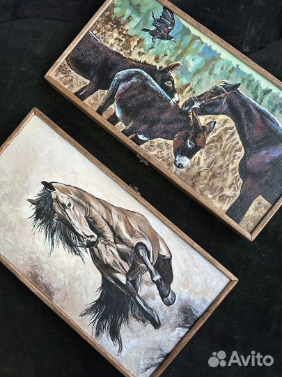 Нарды ручной работы с рисунком 