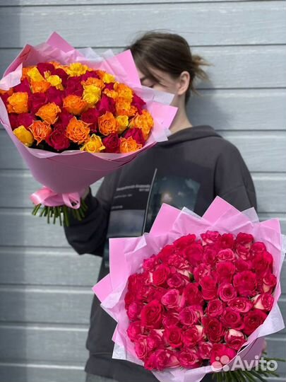 Букет цветов из роз, 51 роза, свежие розы