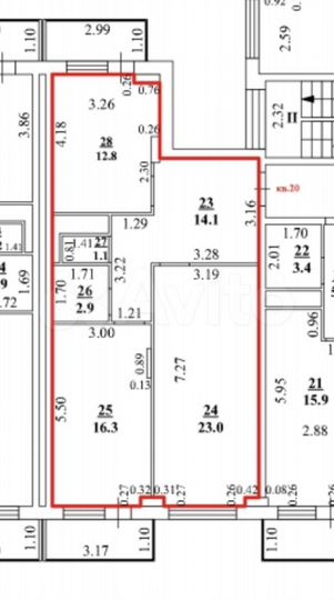 2-к. квартира, 73,7 м², 5/5 эт.