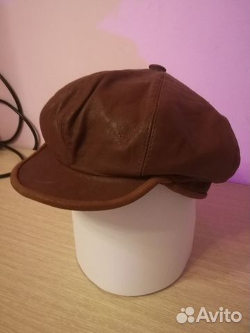Дизайнерский кожанный женский берет-кепка