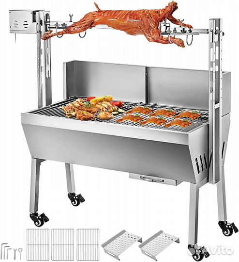 Мангал с вертелом и мотором нерж.сталь