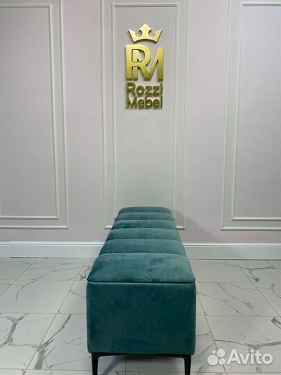 Банкетка Гиффа-Лофт с местом для хранения, мятная