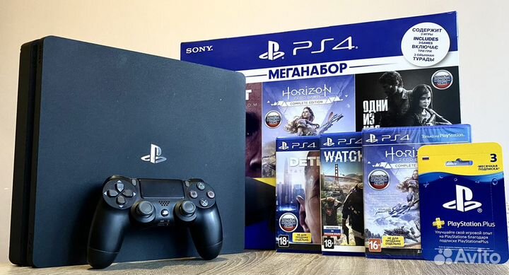 Sony PS4 Slim 1tb Новая + Подписка 3 месяца