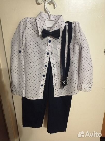 Костюм рубашка и брюки бабочка, подтяжки110