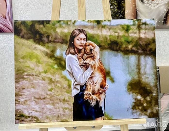 Портрет по фото на холсте, печать на холсте