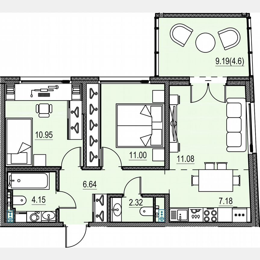 2-к. квартира, 53,3 м², 14/17 эт.