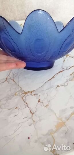 Ваза для фруктов цветное стекло СССР