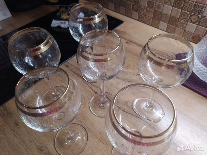 Набор рюмок и фужеров (стекло, позолота)