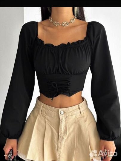 Кроп топ женский чёрный