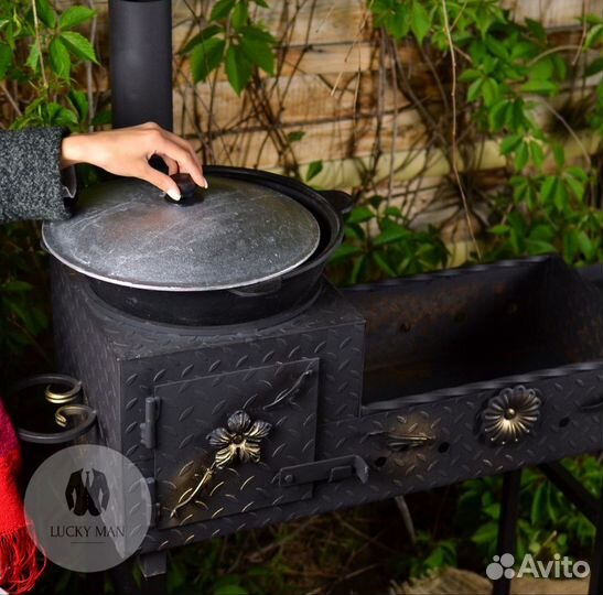 Мангал с печью под казан / Подарочный / сталь 4 мм