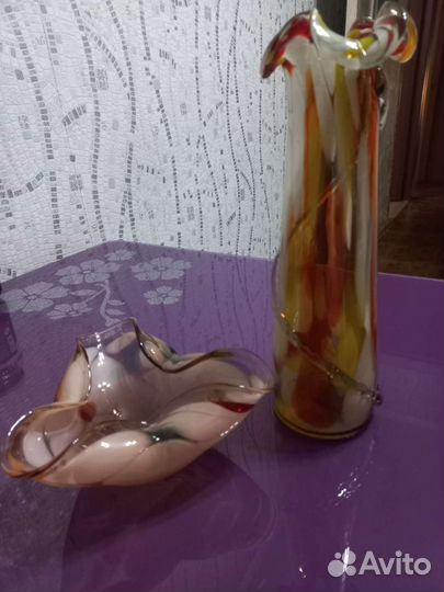 Ваза цветное стекло СССР