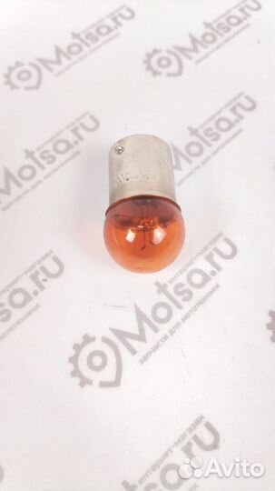 Лампа 12В 10Вт с цоколем Желтая (BA15s)