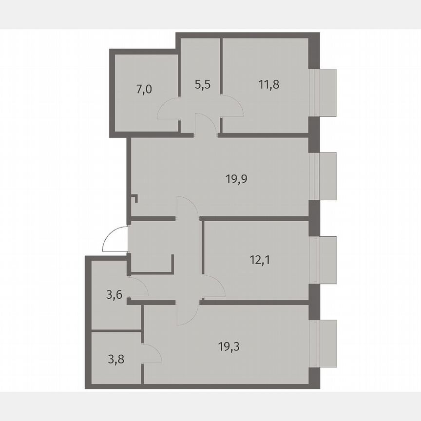 3-к. квартира, 91,1 м², 2/8 эт.