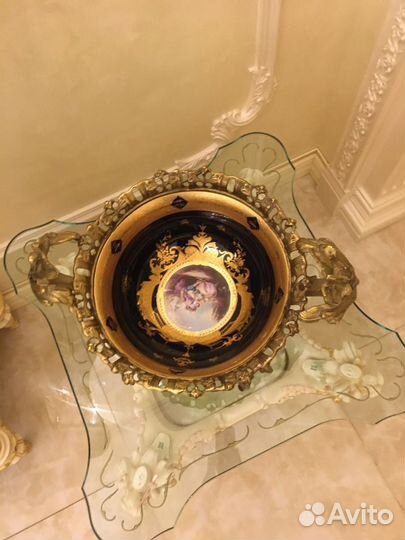 Кобальтовая фруктовница,бронза(70годы)