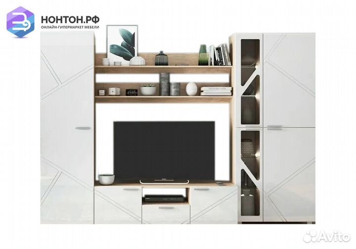 Стенка Манхетен дуб сонома светлый / белый глянец