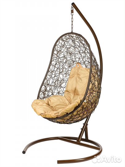 Кресло подвесное Easy brown, коричневая подушка