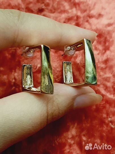 Серьги кольца квадратные