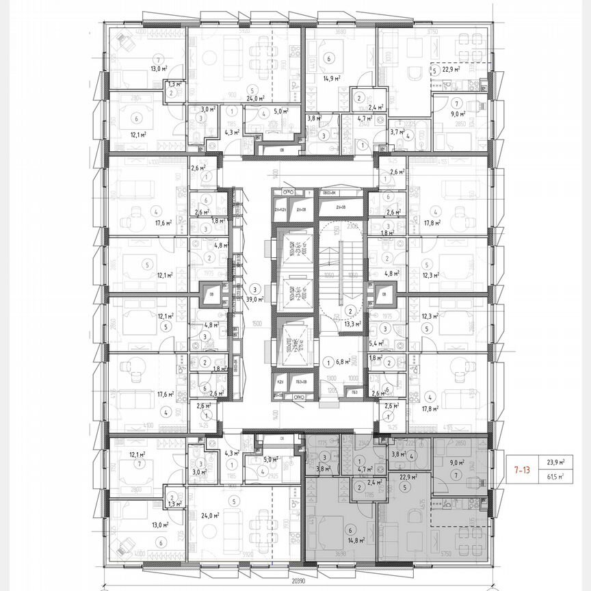 2-к. квартира, 60,5 м², 3/30 эт.