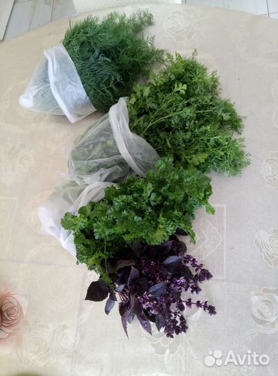 Огурцы и зелень