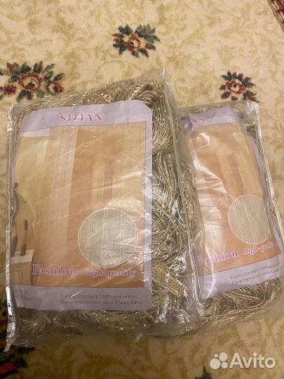 Шторы нитяные, кисея с люрексом, новые