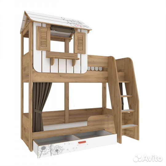 Двухъярусная кровать с домиком