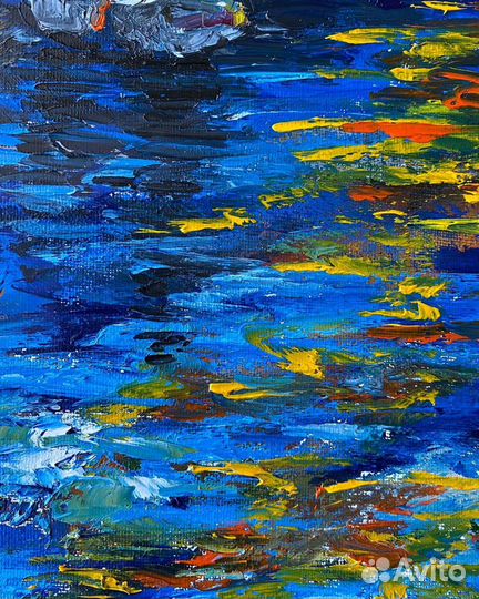 Картина маслом на холсте морской пейзаж объёмная