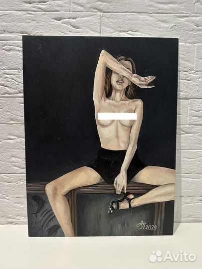 Картина маслом на холсте 30/40 ню 2024 г Девушка