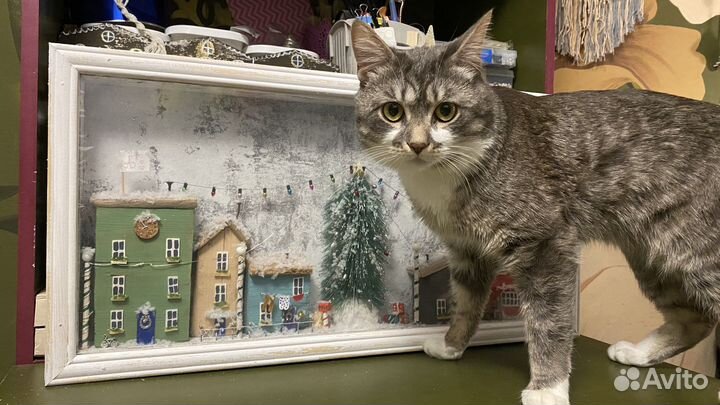 Картина ночник дрифтвуд диорама зима