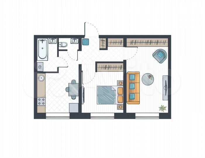 2-к. квартира, 51,4 м², 1/14 эт.