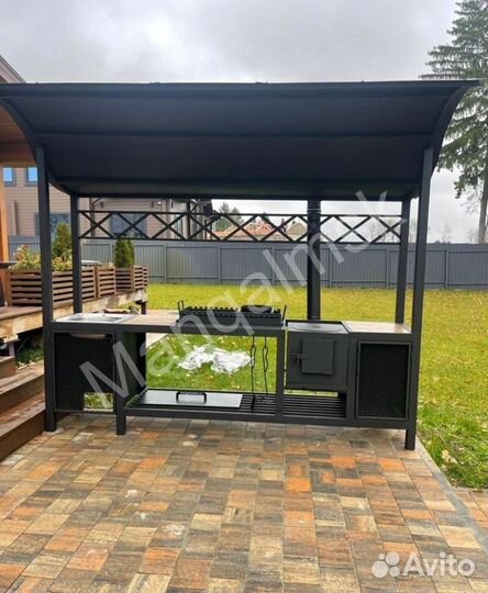 Мангал с печью под казан