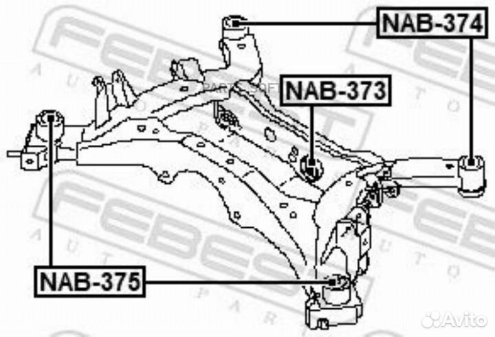Febest NAB-374 Сайлентблок задней балки nissan mur