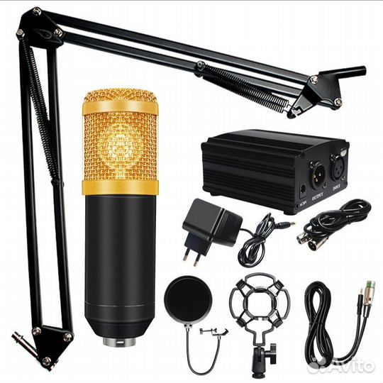 Микрофон bm800 + фантомное питание 48V