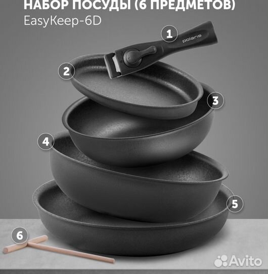 Набор сковородок Polaris EasyKeep-6D 6 предметов