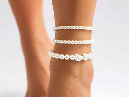 Браслет на ногу жемчужный 3 штуки с доставкой, Белорецк