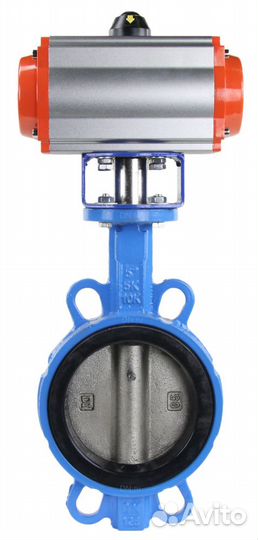 Затвор дисковый поворотный DN.ru WBV1413E-2W-Fb Ду80 Ру16, корпус - чугун GGG50, диск - чугун GGG40