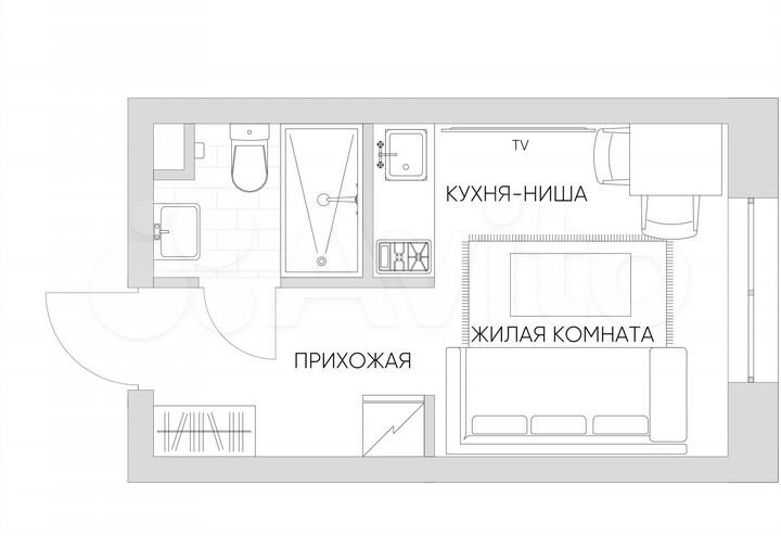 Апартаменты-студия, 17,5 м², 2/21 эт.