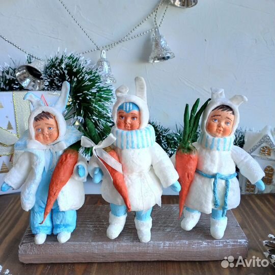 Ватные игрушки мальчики зайчики