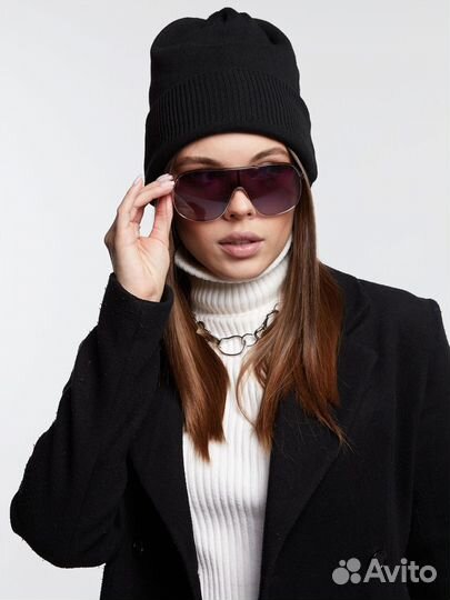 Двойная теплая шапка мелкой вязки Шапки Оптом