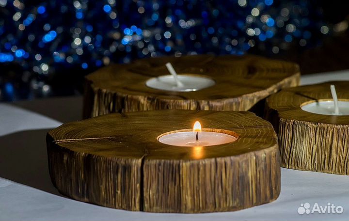 Подсвечник из спила дерева